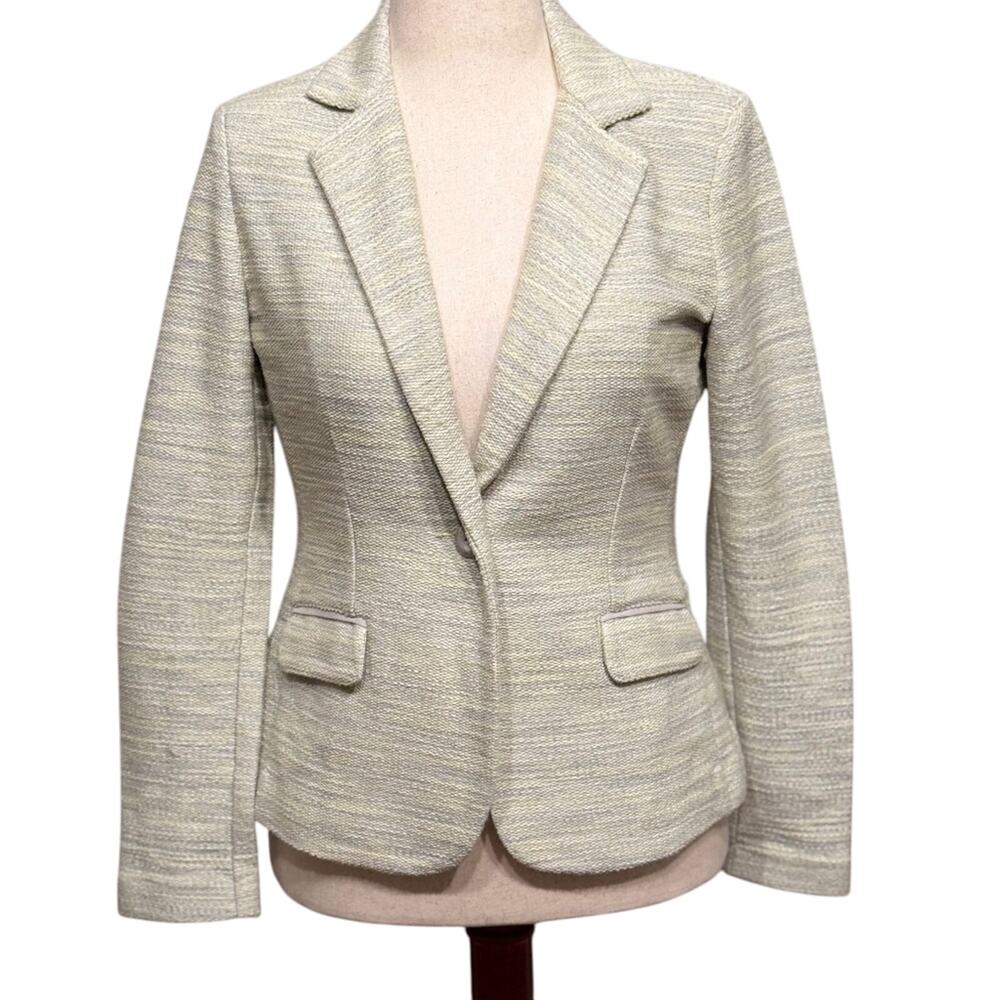 CAbi One Fine Day blazer Lemon Zest light yellow & gray tweed Boulce Sz 4